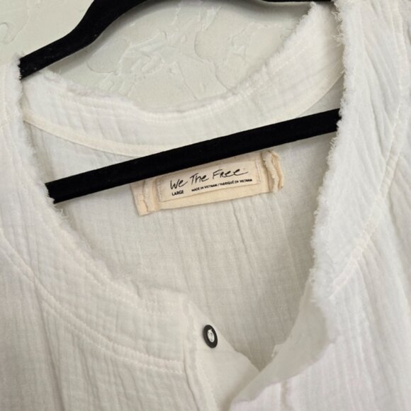 Free People Oversized Half Button Keeping It Cool Tunic Top, L - Picture 8 of 11